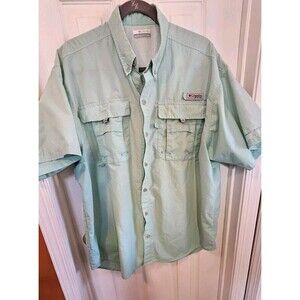 Columbia Vented Fishing Shirt Large PFG Mint Green Outdoor